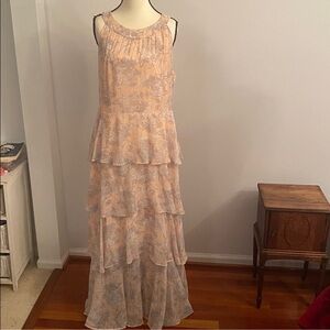 Tommy Hilfiger Tiered Dress | 14 | light pink & gray